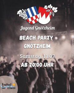 Beach Party 11.07.2026 Bild Einladung Beach Party am 11. Juli 2026 am und im Freibad Gnötzheim