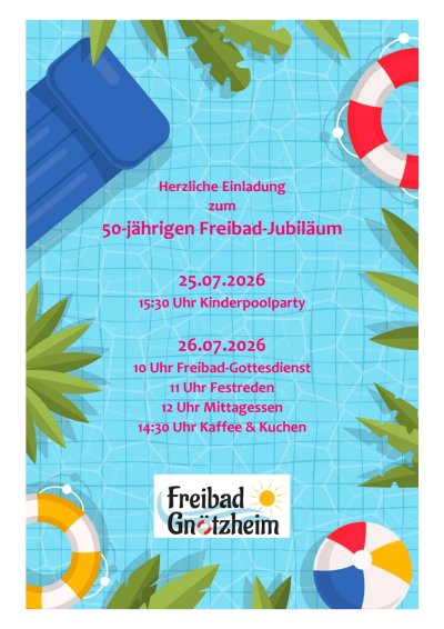 Flyer mit Programm 50 Jahre Freibad Gnötzheim