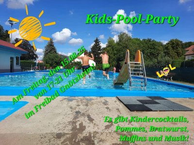 Kids Pool-Party 15.08.2025 Bild Freibad Gnötzheim mit Hinweis auf Kids Pool-Party am 15.08.2025