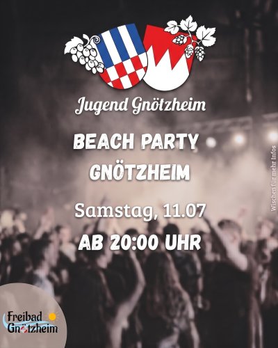 Beach Party 11.07.2026 Bild Einladung Beach Party am 11. Juli 2026 am und im Freibad Gnötzheim